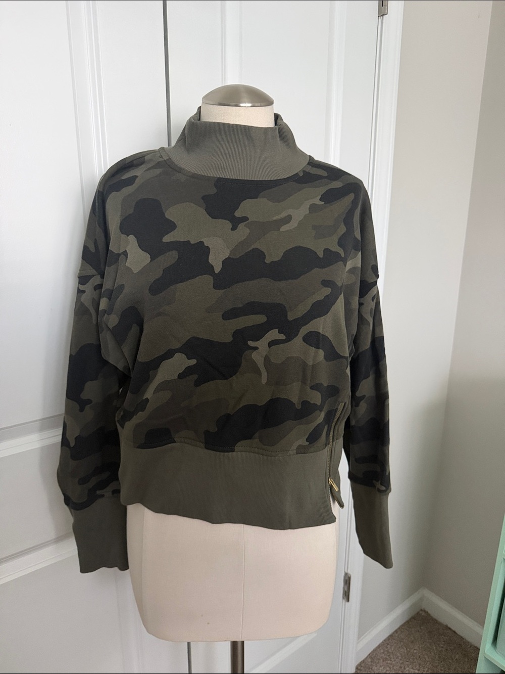 Old Navy Olive Green Camo Funnel Neck Sweatshirt
